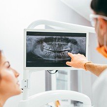 Dental x-rays on computer screen