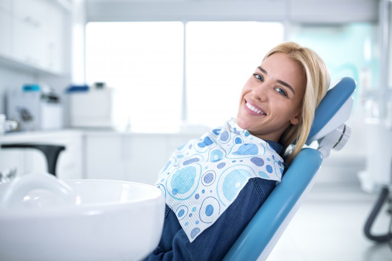 Woman smiling at the dentist 