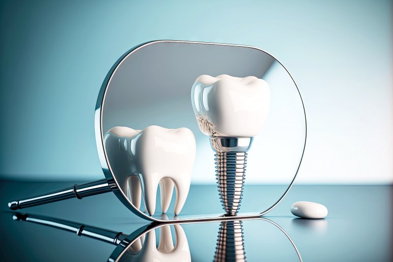 A mirror and dental implant